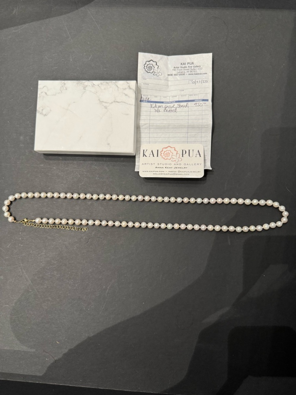 Pearl Necklace, White Pearl Strand Necklace with Gold Chain